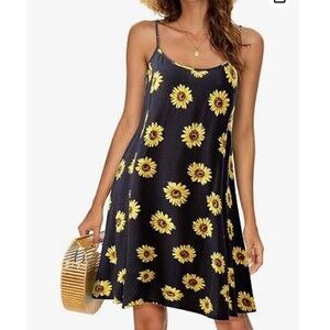 Luck Co Daisy Spaghetti Strap Sundress-Size XL-Adjustable Strap-Knee Length